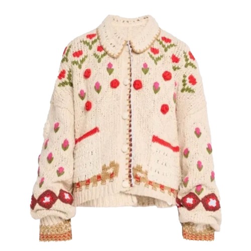 Supreme Patchwork Cable Knit Cardigan Ivory Medium FW23 Free