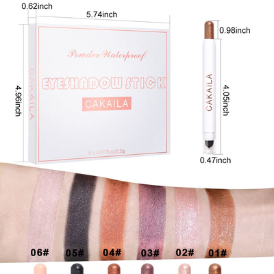 Evpct 6Pcs 2 tone Eye Shadow Stick Makeup Set Waterproof Cream Eye Shadow Pencil