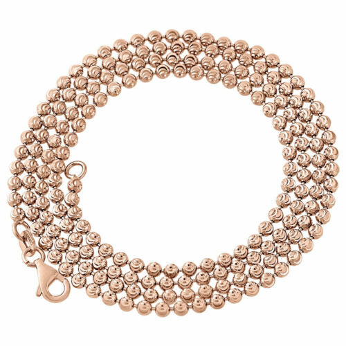 Pre-owned Jfl Diamonds & Timepieces 10k Rose Gold 2.5mm Moon Cut Italian Beaded Ball Chain Necklace 22 - 30 Inches