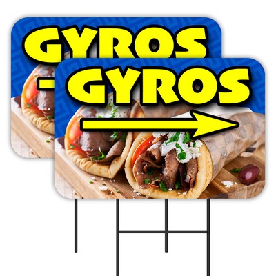 GYROS 2 Pack Double-Sided Yard Signs 16'' x 24'' with Metal Stakes (Made in Texas)