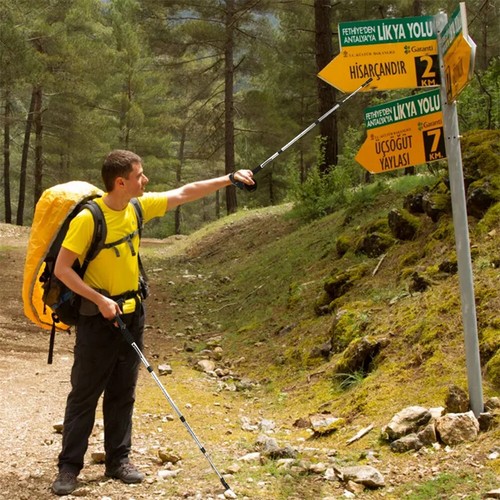 Tactical Walking Stick Adjustable Trekking Poles Hiking Camping Survival Outdoor