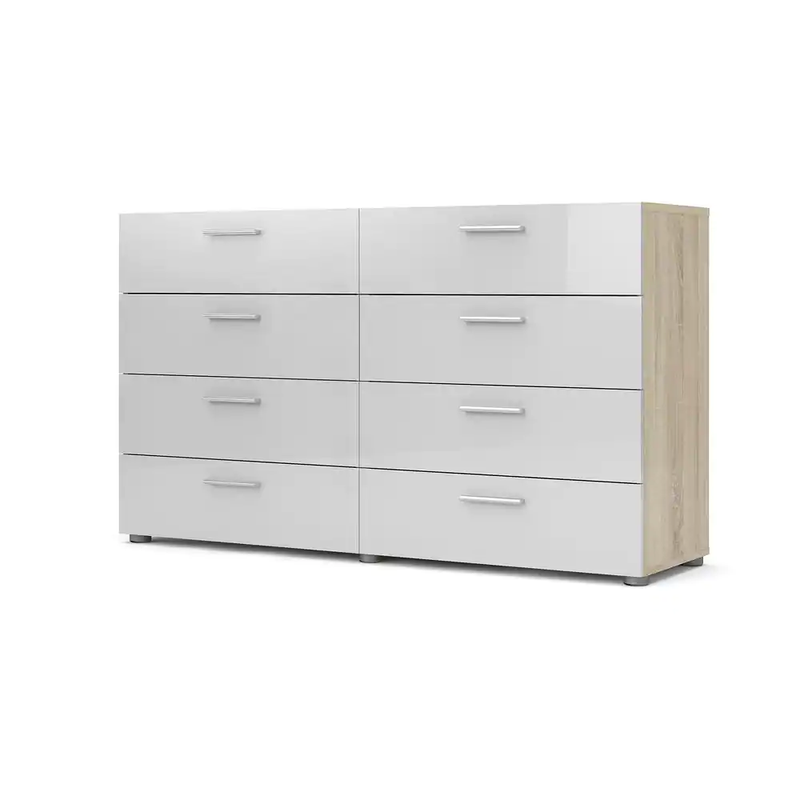 Tvilum Dresser8-Drawer Double High Gloss Storage Oak Austin 