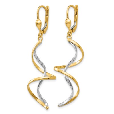 Pre-owned Superdealsforeverything Real 14kt Two-tone Spiral Dangle Earrings