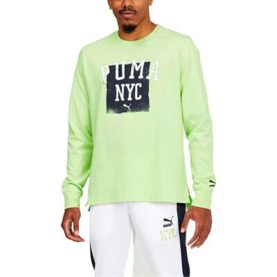 

Puma Nyc Golden Gloves Crew Neck Футболка с длинным рукавом Мужские желтые повседневные топы 5363, Желтый, Puma Nyc Golden Gloves Crew Neck Long Sleeve TShirt