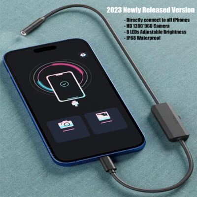 8mm 8LED Endoscope Inspection Camera For iPhone/iPad/iOS System Borescope Cable