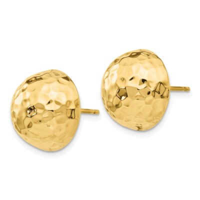 Pre-owned Superdealsforeverything Real 14kt Yellow Gold Hammered Half Ball Post Earrings