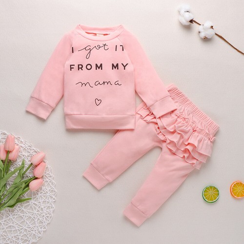 Kleinkind Kinder Baby Mädchen Kleidung Set Outfits Langarm T-Shirt Tops Hosen DE