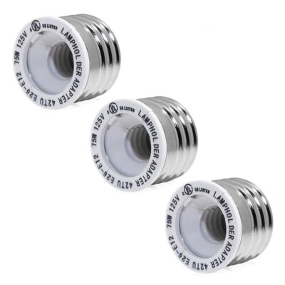 Glo-shine UL-listed 3Pack E26 to E12 Adapter Reducer- Converts E12 Candelabra...