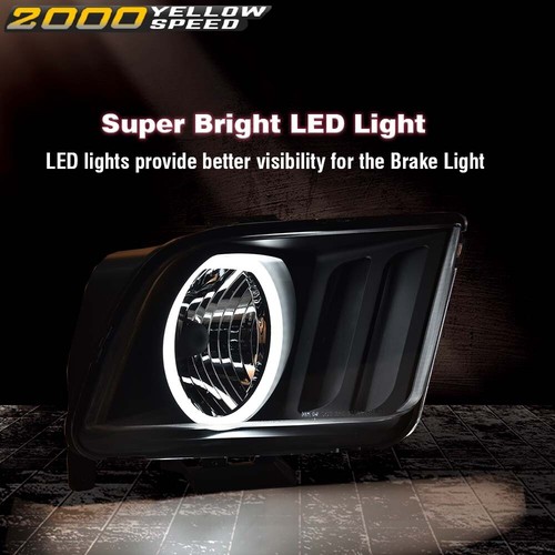 Fit For 2005-2009 Ford Mustang LED DRL Halo Headlights Assembly Black Headlamps 