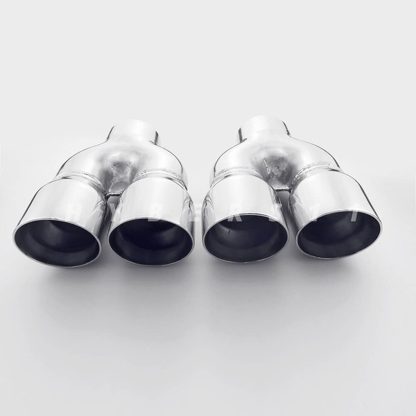 Pair 2.5" In Twin 4" Out 11.8" Long Dual Wall Quad Stainless Steel - Foto 5