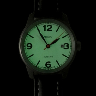 Pre-owned Aristo Unisex Swiss Automatic Movement Titanium Of Pilot Model 5h69ti 5atm 2.3oz