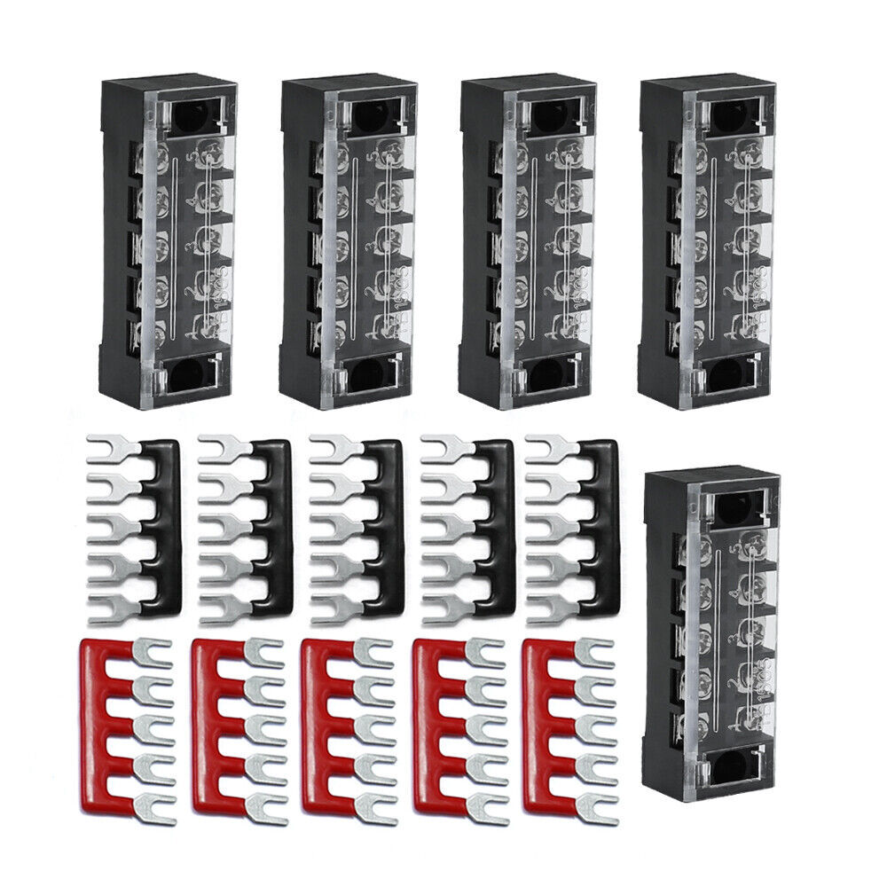 5/10/15Sets 5 Positions Dual Row 600V 15A Screw Terminal Strip Blocks