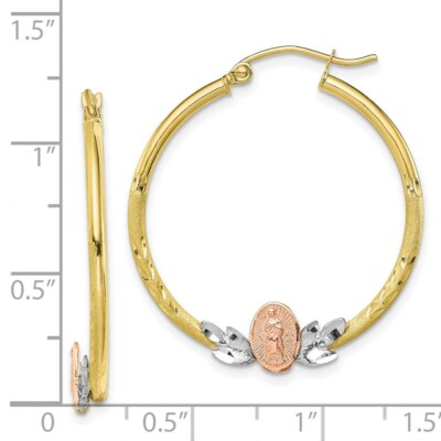 Pre-owned Skyjewelers Real 10kt Tri-color Guadalupe Hoop Earrings