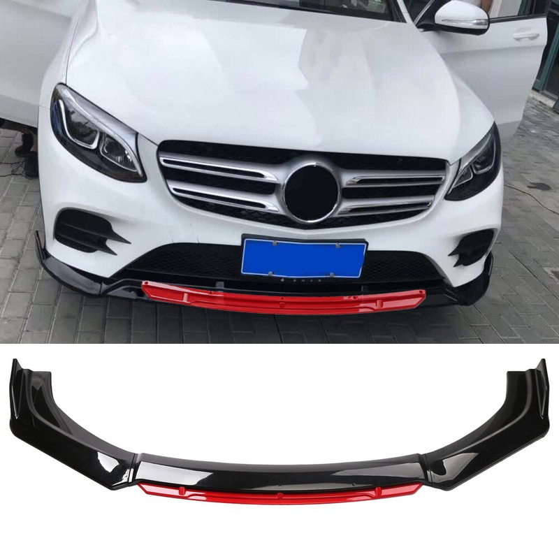Front Bumper Lip Chin Spoiler Splitter Body Kit Black + Red