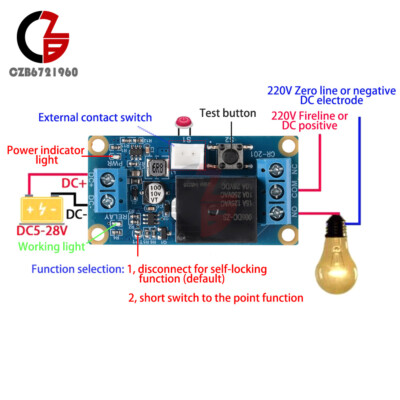DC5-28V 1-channel Single-button One-touch Start/Stop Self-locking Relay Module