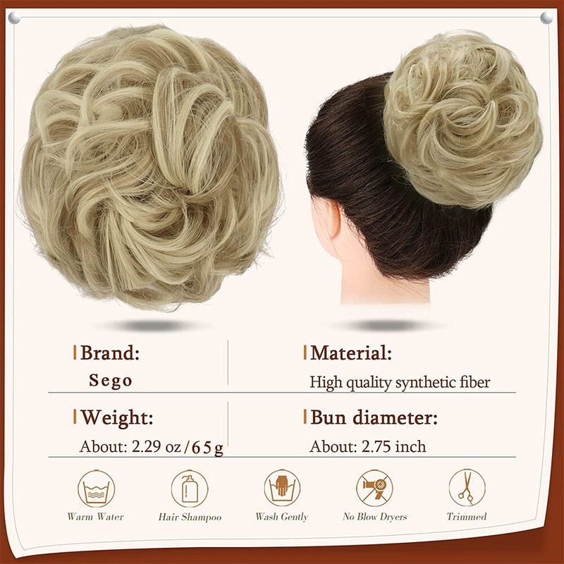 Blonde Real Natural Clip on in Messy Bun Hair Piece Extension Hair Claw Updo US
