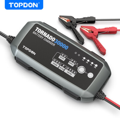 2024 TOPDON T30A 12V 24V Intelligent Car Battery Charger Pulse Repair AGM/GEL US