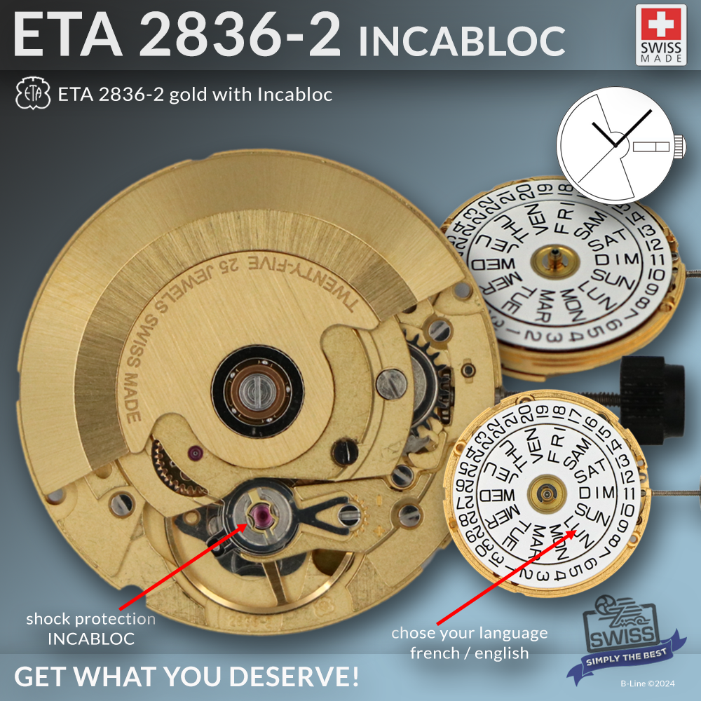 MOVEMENT ETA 2836-2 INCABLOC, GOLD AUTOMATIC, SWISS MADE | eBay