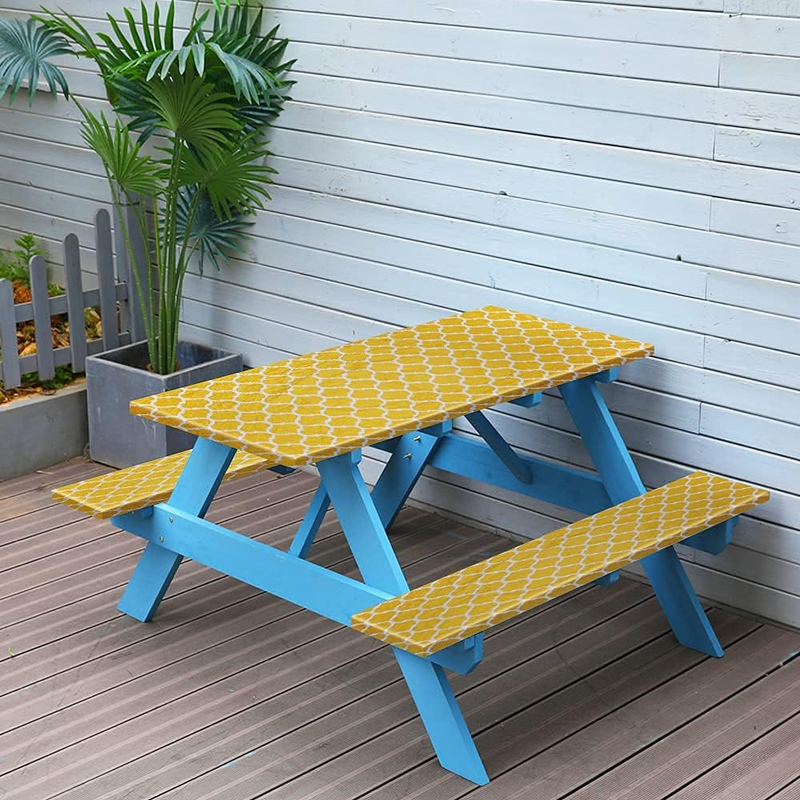 Vinyl Picnic Tablecloths and Bench Covers, Waterproof Picnic Table and Bench Sea