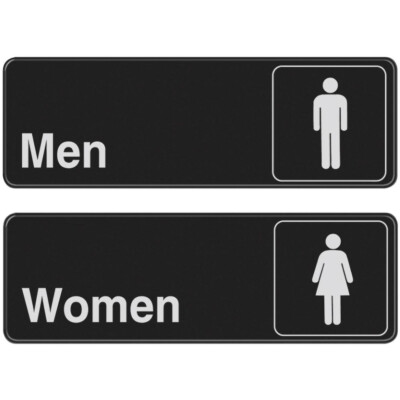 Everbilt 2-PACK ''MEN'' & ''WOMEN'' RESTROOM SIGN 3'' x 9'' Self-Adhesive Mounting B&W