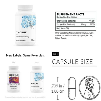 Thorne Research - Double Strength Zinc Picolinate - Well-Absorbed Zinc... 