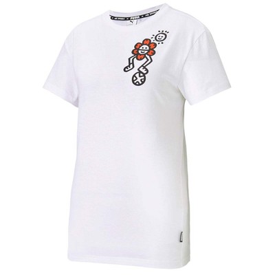 

Футболка Puma с круглым вырезом и короткими рукавами X Mr Doodle Womens White Casual Tops 598691-, Белый