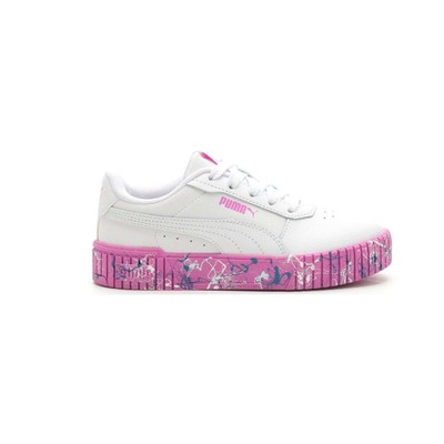 

Puma Carina 2.0 Splatter Молодежные белые кроссовки на шнуровке для девочек Повседневная обувь 391407, Белый, Puma Carina 2.0 Splatter Lace Up Youth