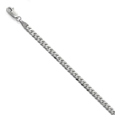 Pre-owned Superdealsforeverything Leslie's Real 14kt White Gold 3.9mm Flat Curb Chain; 8 Inch; Lobster Clasp