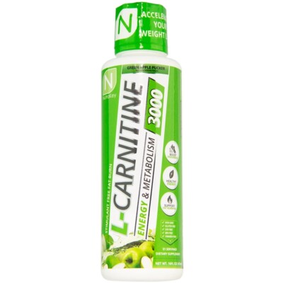 Nutrakey L-CARNITINE Liquid 3000 mg Fat Burner Energy / Metabolism Support 16 oz