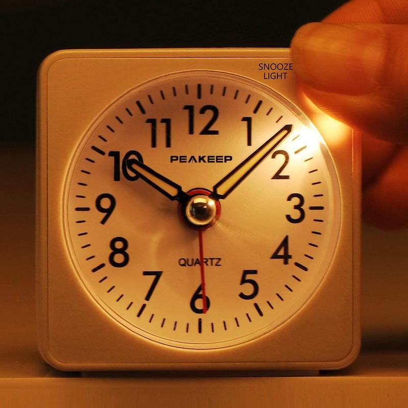 Ultra Small,  Battery Travel Alarm Clock with Snooze and Light, Silent W