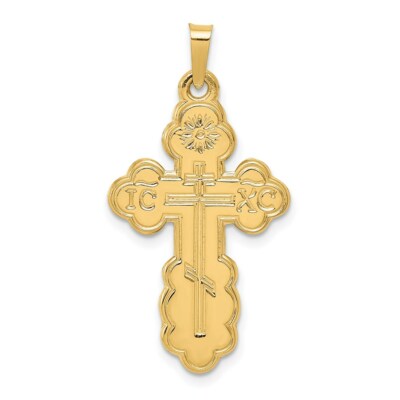 Pre-owned Superdealsforeverything Real 14kt Yellow Gold Eastern Orthodox Cross Pendant