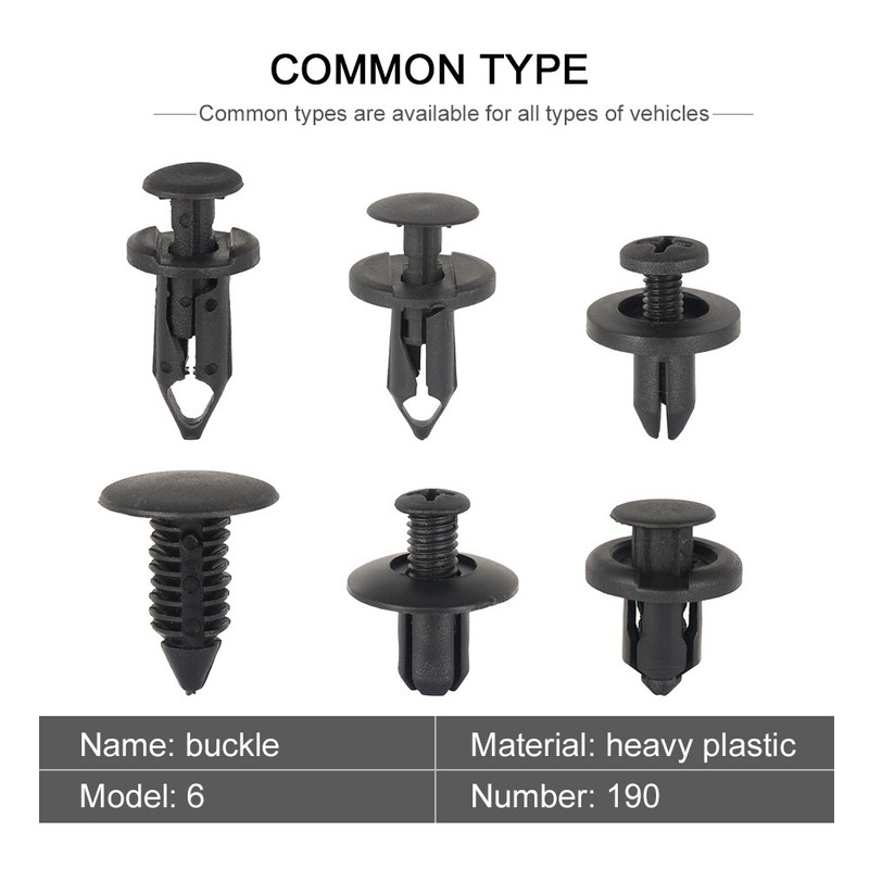 190 pcs Voiture Trim clips de fixation panneau de porte pare-chocs Rivets Vis Push Fastener