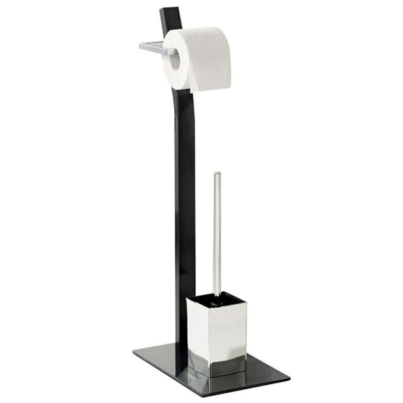 Edelstahl WC Stand- Garnitur WC Ständer Toilettenpapierhalter Bürstenhalter