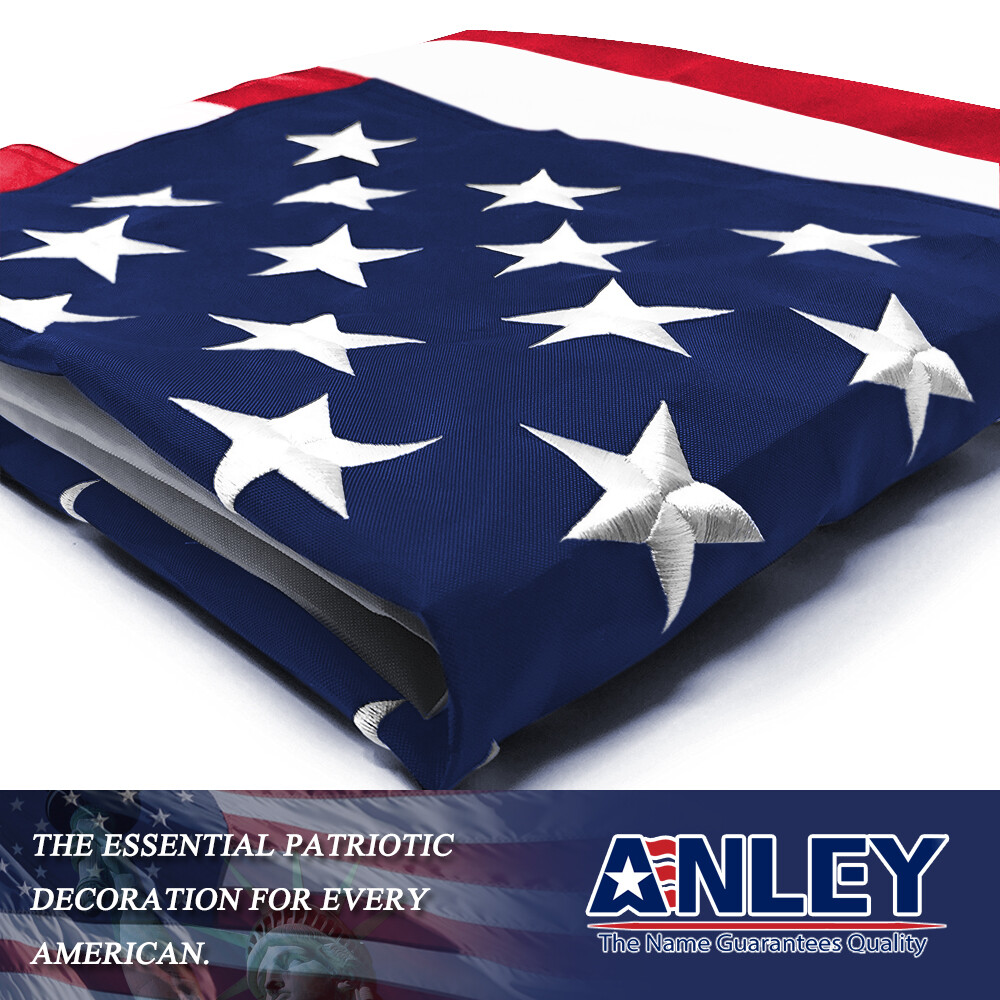 Anley Everstrong 2x3 3x5 4x6 5x8 American Flag Embroidered USA Banner Flag Nylon