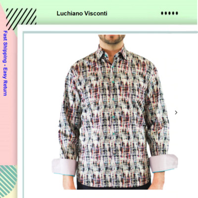 Luchiano Visconti LARGE Multicolor Square Button Down , L