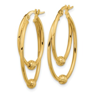 Pre-owned Skyjewelers Real 14kt Yellow Gold Gold Polished Diamond Cut Hoop Earrings