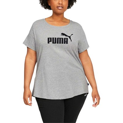 

Футболка с коротким рукавом Puma Ess Logo 2.0, женские повседневные топы размера  с круглым вырезом, Grey