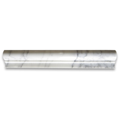 L04P Statuary Statuario White Marble Chair Rail Bullnose Trim Tile Polished
