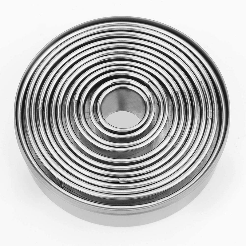 12 Pieces Round Cookie Biscuit Cutter Set,Graduated Circle for Pastry,18/8 Stain