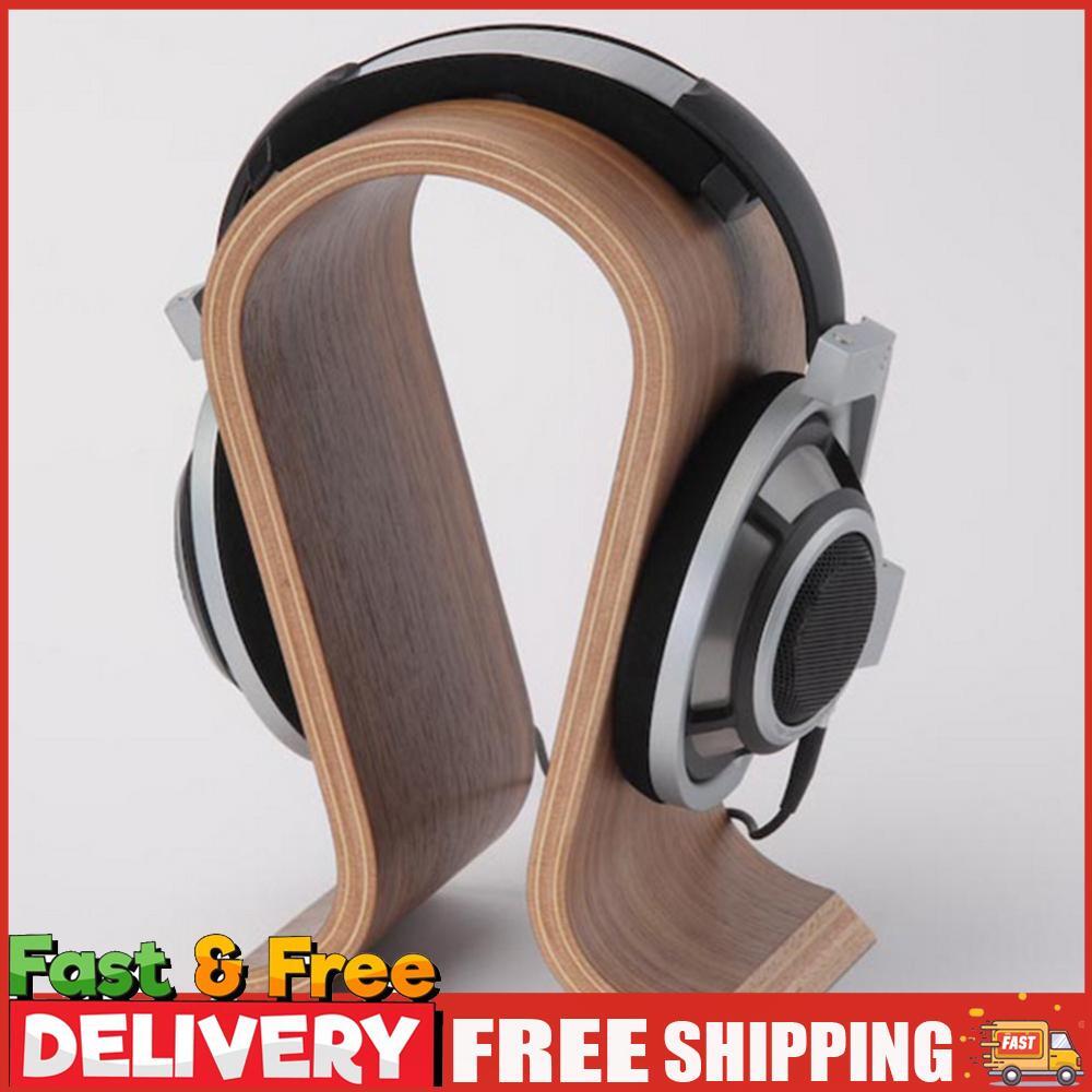 U Shape Desktop Headset Holder Walnut Wooden Headset Holder Hanger Stand Bracket