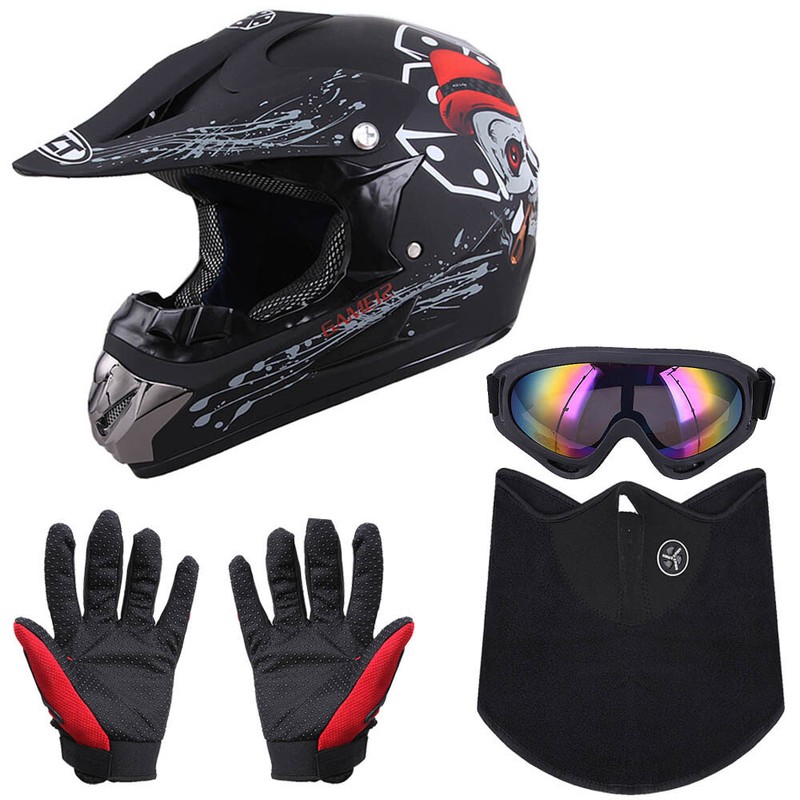 DOT Adult Helmet W/Goggles /Gloves Motocross MX Off-Road Dirt Bike ATV Mountain