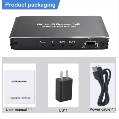 8K@60Hz HDMI Splitter 1 In 2 Out 4K@120Hz HDMI 2.1 Selector 1x2 for PS5 Xbox PC
