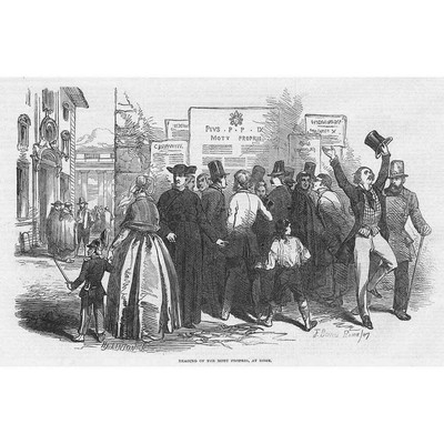 ROME Reading of the Motu Proprio - Antique Print 1847
