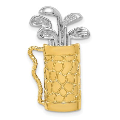 Pre-owned Skyjewelers Real 14kt Two-tone Golf Bag With Clubs Pendant