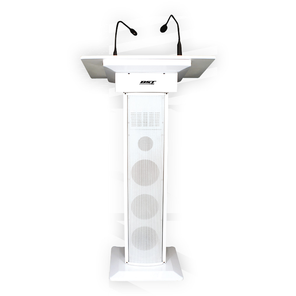 BST AMC73 Lectern Built In Speaker + 2 x Wireless Microphones PA System