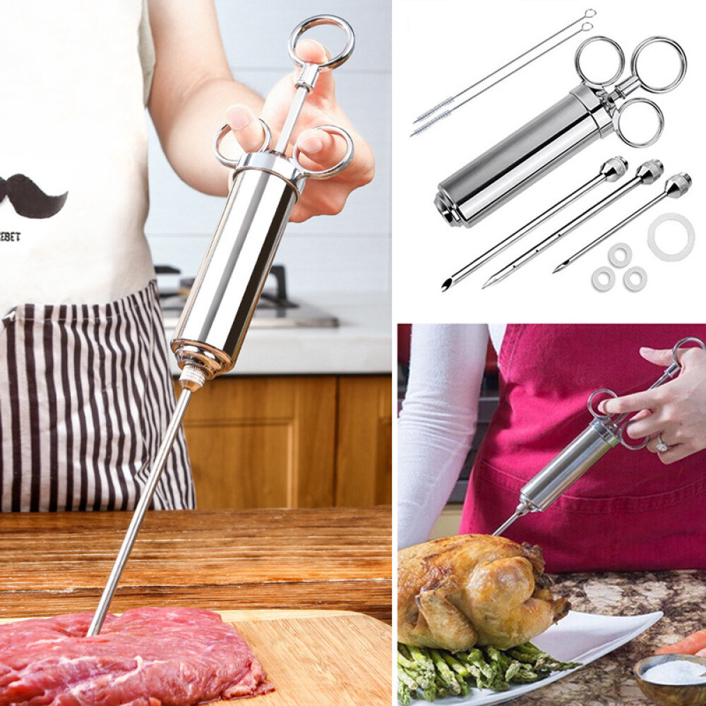 Marinierspritze Edelstahl Gebäckspritze Marinadenspritze Bratenspritze 60ML