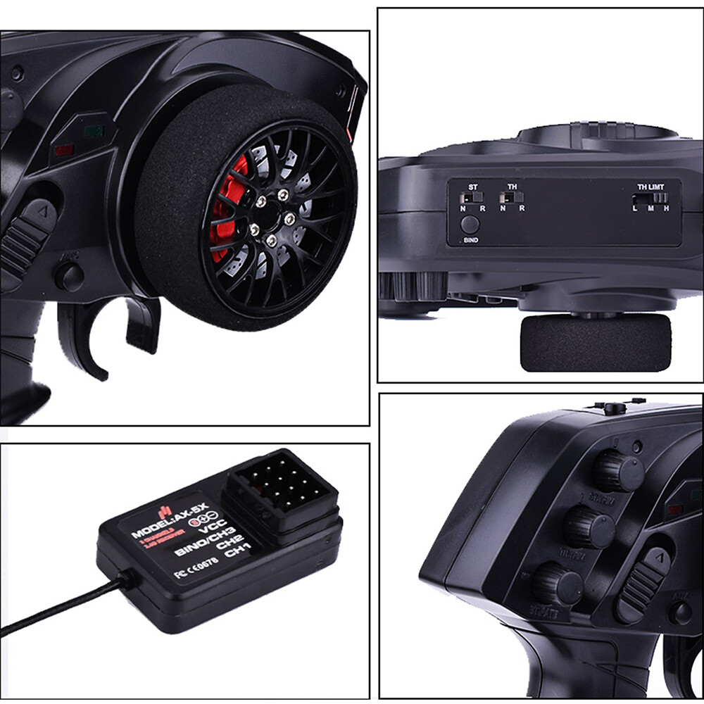 AUSTAR AX5S 2.4G 3CH Transmitter with AX-5X Receiver 10A ESC for 1/10 1/8 RC Car