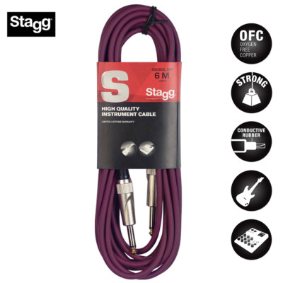 Stagg SGC6DL CPP Purple 20' Professional Guitar Cable With Noise Free Connectors