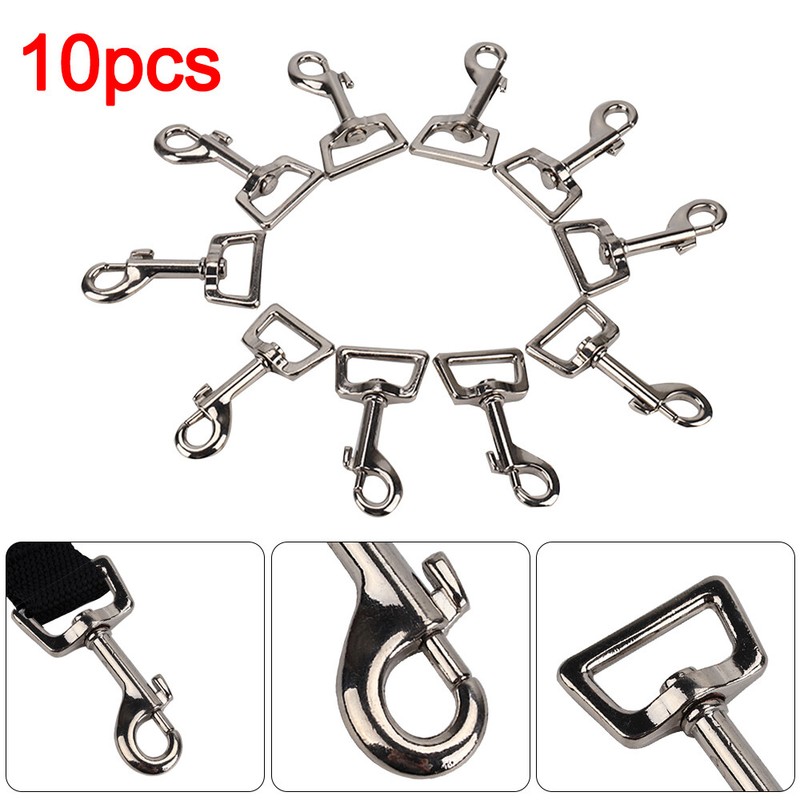 Dog Lead Clips Heavy Duty Pack of 10 25mm 1 inch Square Eye Snap