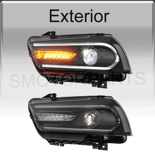 LED DRL Headlight Dual Beam Projectors Halogen Model For Dodge Charger 2011-2014